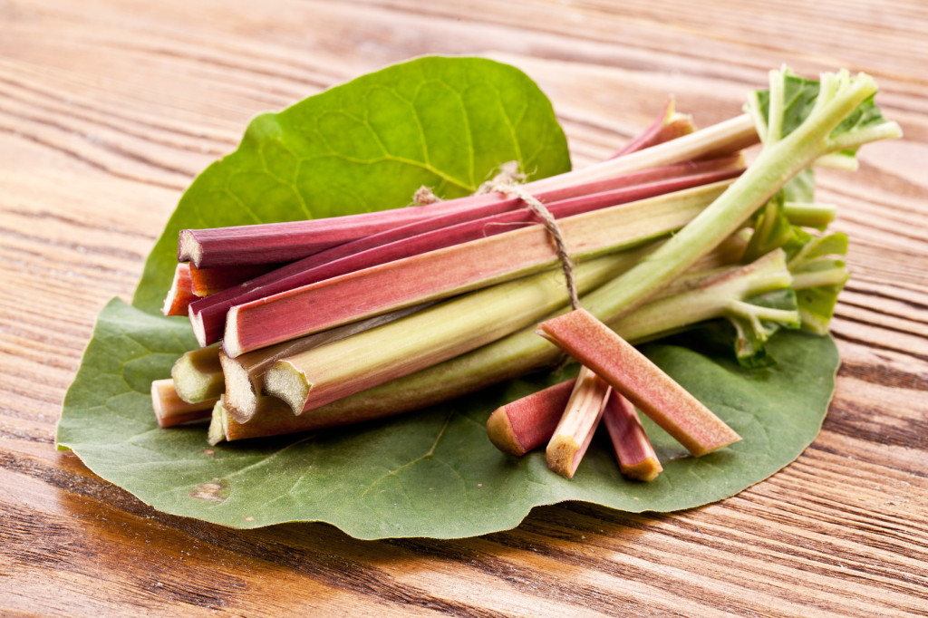 Rhubarb stalks.